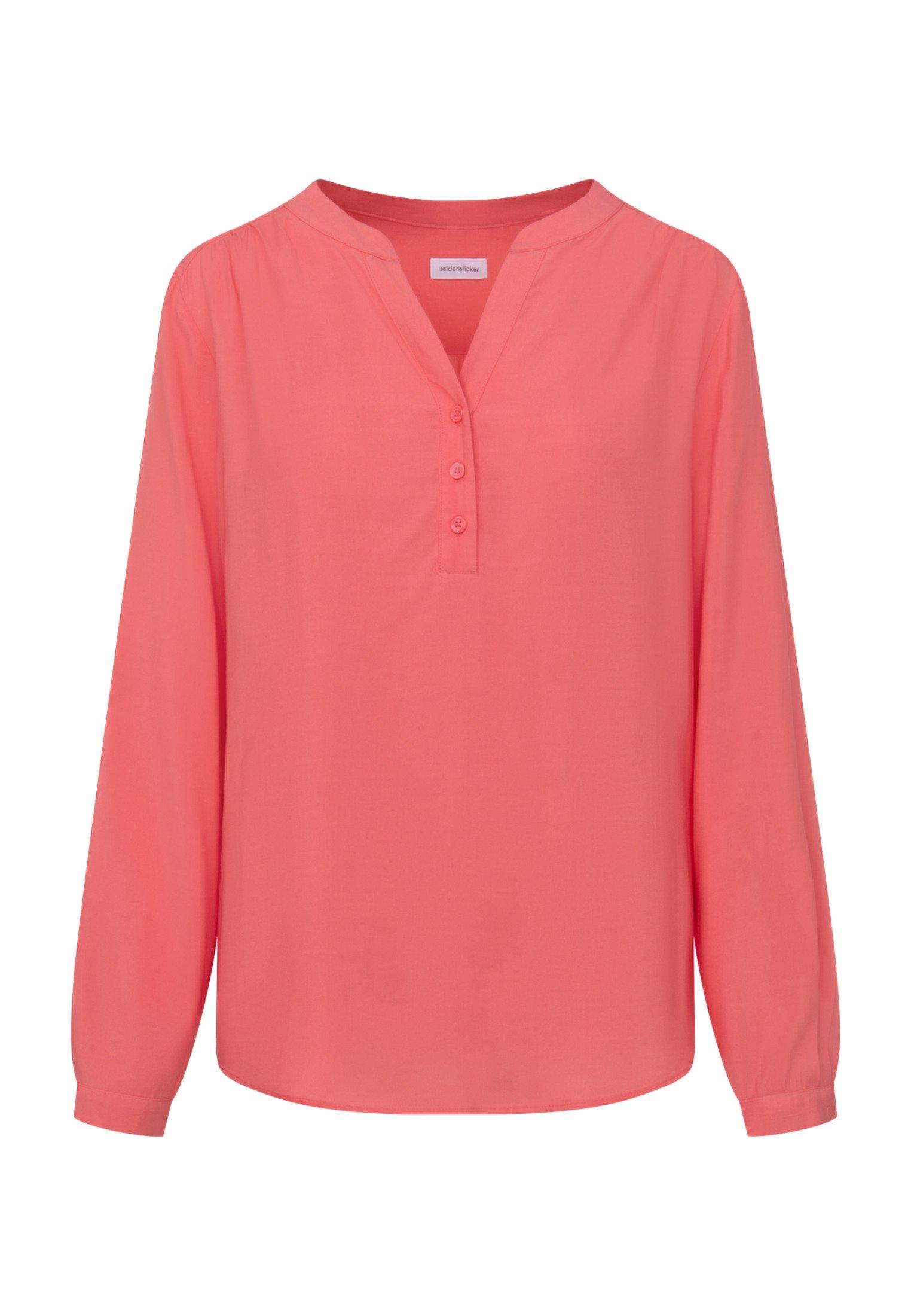 Image of Schlupfbluse Uni Langarm V-neck Damen Pink 40