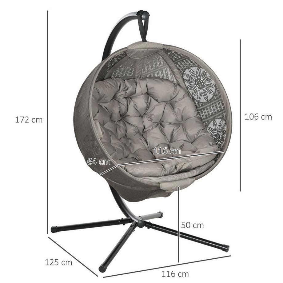 Northio Hängesessel Hängeschaukel mit Sitzkissen klappbarem Sitzkorb für Indoor Outdoor bis 120 kg belastbar Polyester Sand  