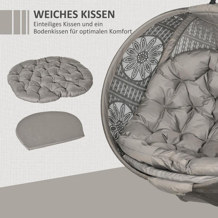 Northio Hängesessel Hängeschaukel mit Sitzkissen klappbarem Sitzkorb für Indoor Outdoor bis 120 kg belastbar Polyester Sand  