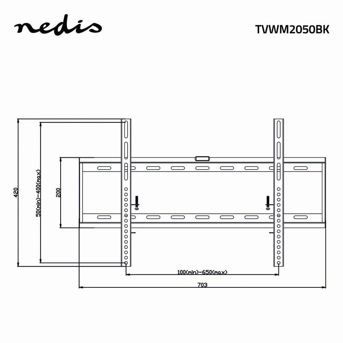 Nedis  Feste TV-Wandhalterung | 42-70" | Maximal unterstütztes Gewicht des Bildschirms: 60kg | Minimaler Wandabstand: 29mm | Stahl | Schwarz 