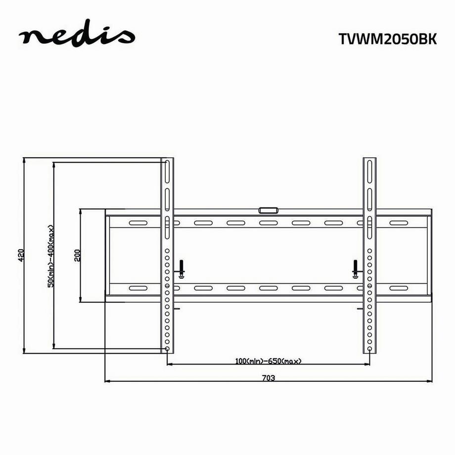 Nedis  Feste TV-Wandhalterung | 42-70" | Maximal unterstütztes Gewicht des Bildschirms: 60kg | Minimaler Wandabstand: 29mm | Stahl | Schwarz 
