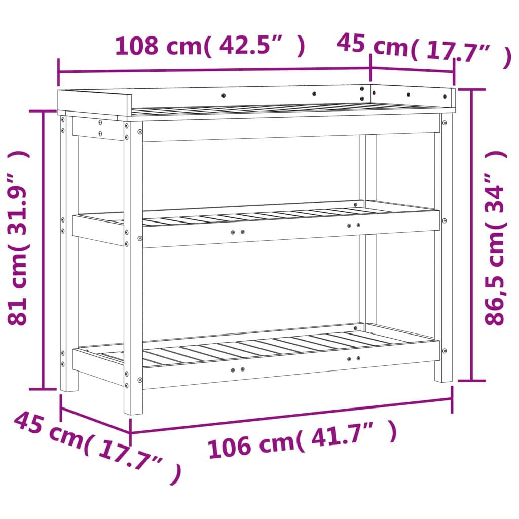 VidaXL Table d'empotage bois de douglas  