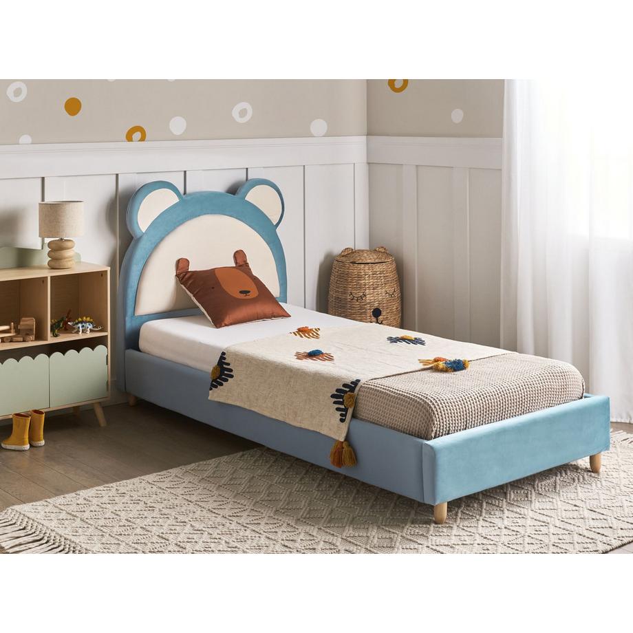 Beliani Lit d'enfant en Velours  MAILLES  