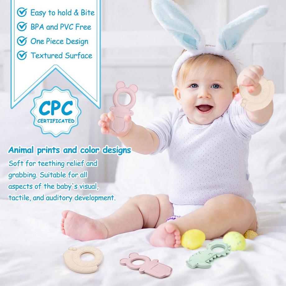 Activity-board  Tiere Beißhilfe Baby, BPA-frei Großer Beißring Baby 