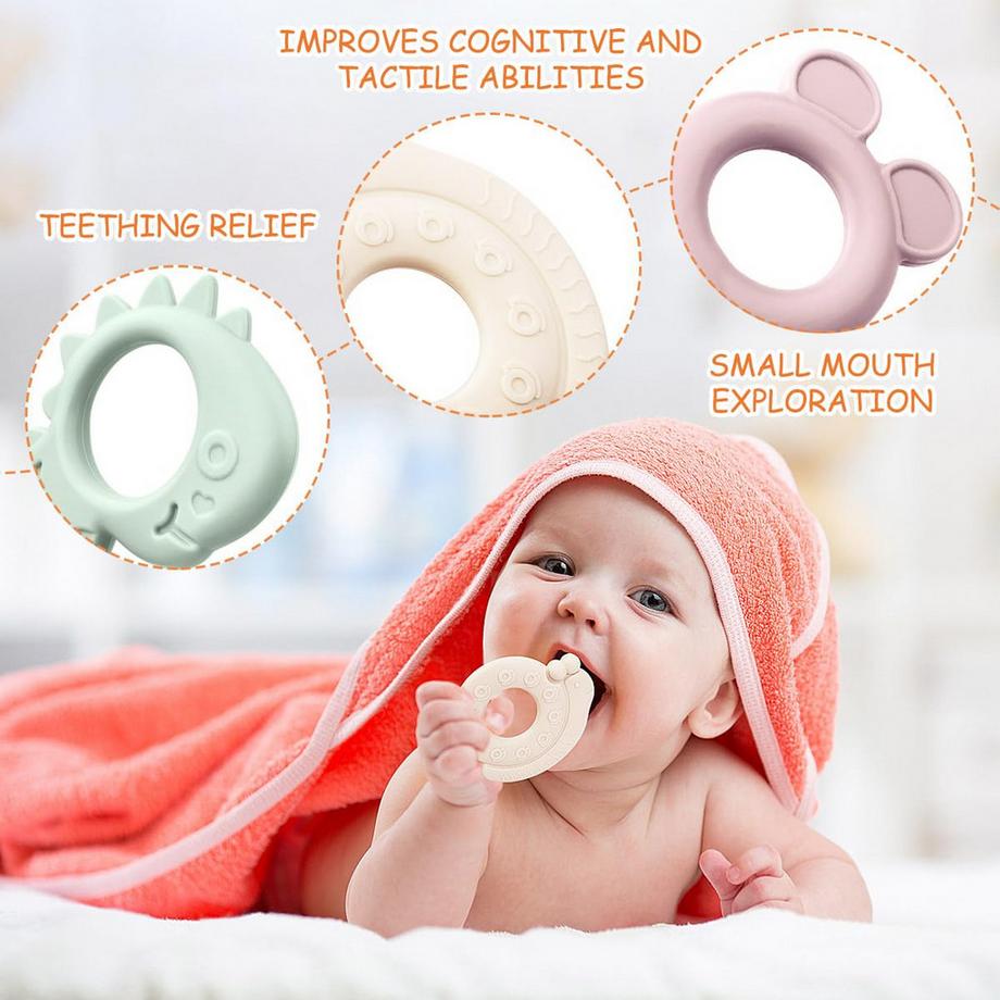 Activity-board  Tiere Beißhilfe Baby, BPA-frei Großer Beißring Baby 