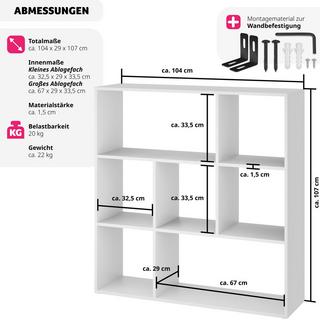 Tectake Libreria Tartu con 7 scomparti aperti, 104x29x107 cm  