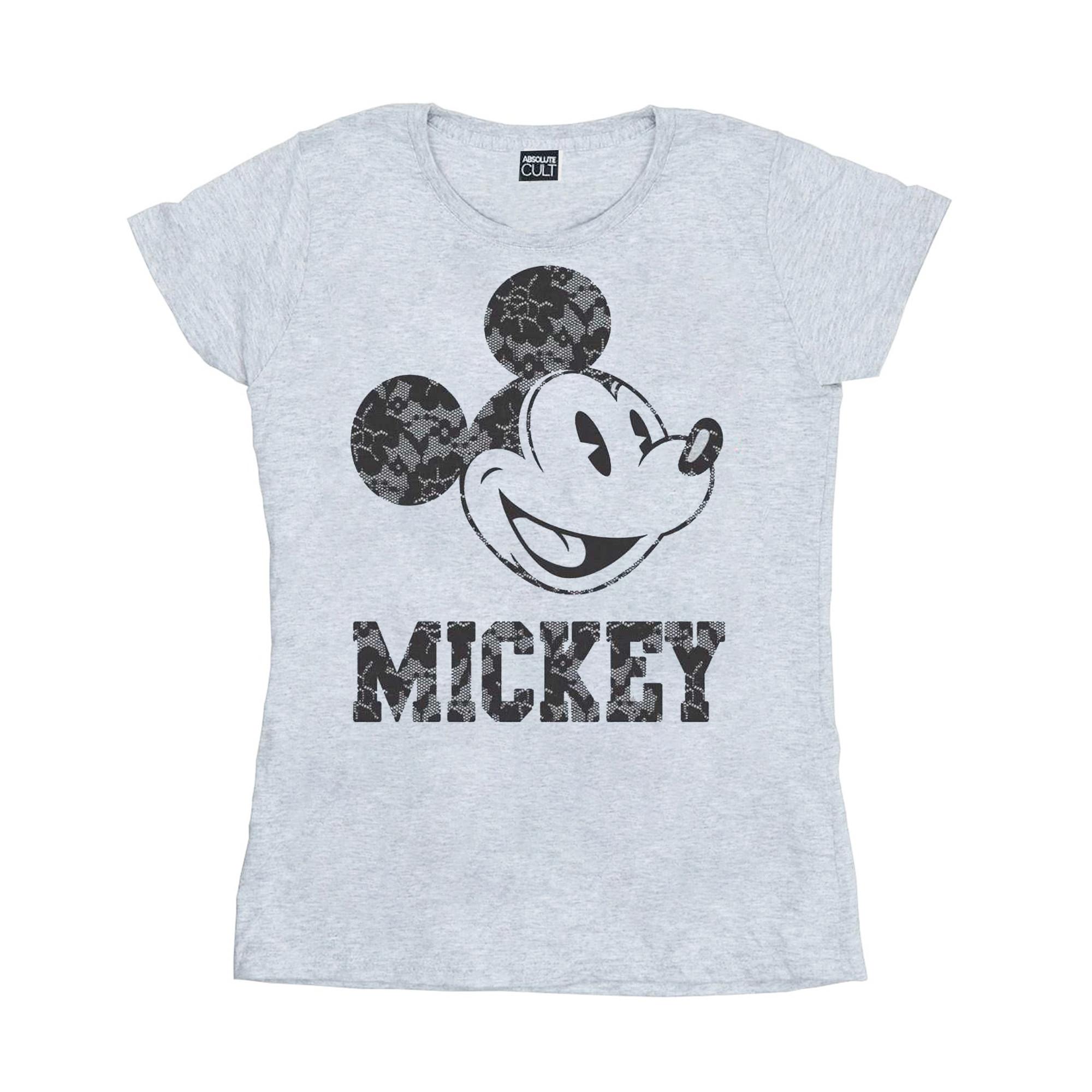Image of Mickey Mouse Laces Tshirt Damen Grau XXL