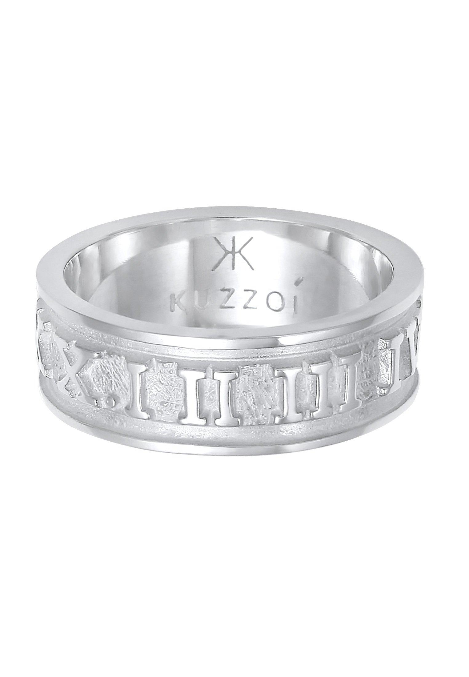 Kuzzoi  Bague Herren Bandring Römische Zahlen 925 Silber 