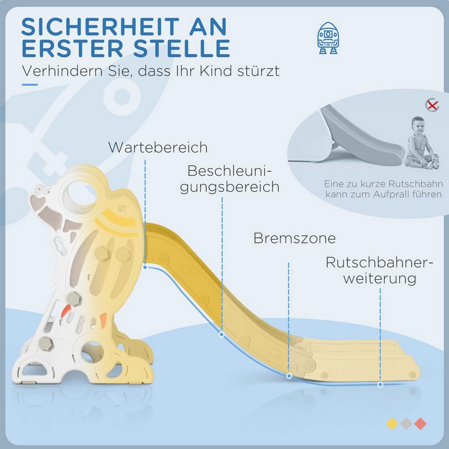 Northio  Kinderrutsche Gartenrutsche Für 1,5-3 Jahre, Freistehend Mit Raketen-Design, Grau & Weiß 