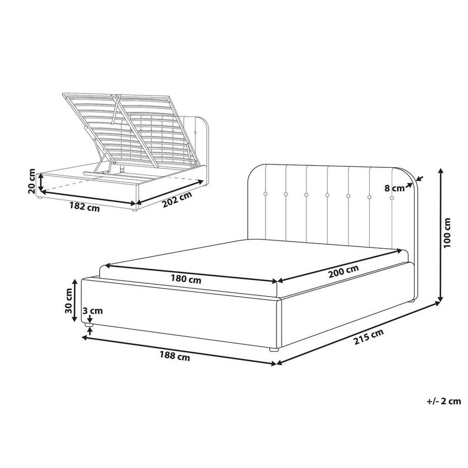 Beliani Letto contenitore en Ciniglia  CHALLANS  