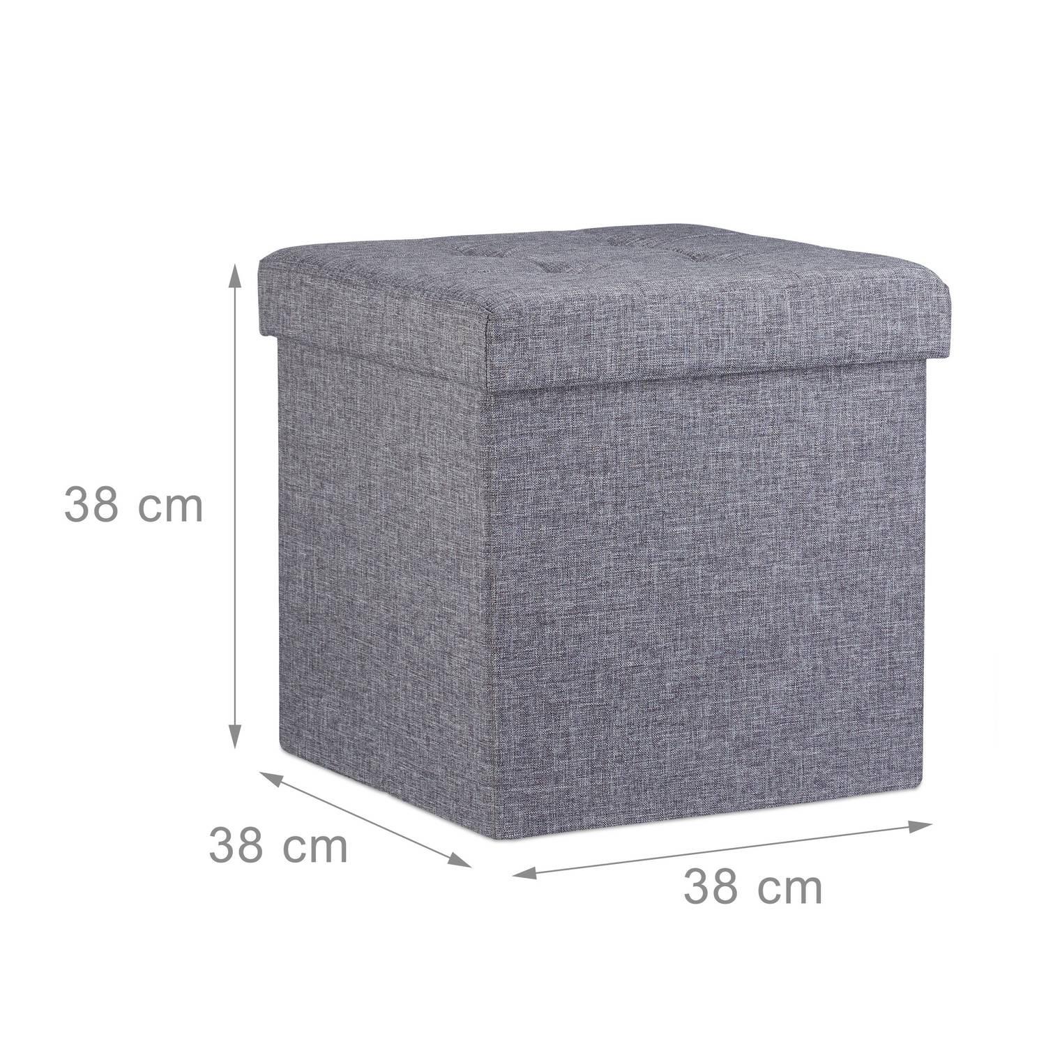 B2X Zusammenklappbarer Hocker mit Stauraum aus Leinenstoff  