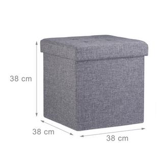 B2X Zusammenklappbarer Hocker mit Stauraum aus Leinenstoff  