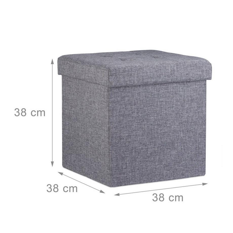 B2X Zusammenklappbarer Hocker mit Stauraum aus Leinenstoff  