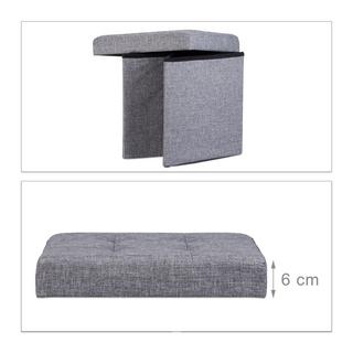 B2X Zusammenklappbarer Hocker mit Stauraum aus Leinenstoff  