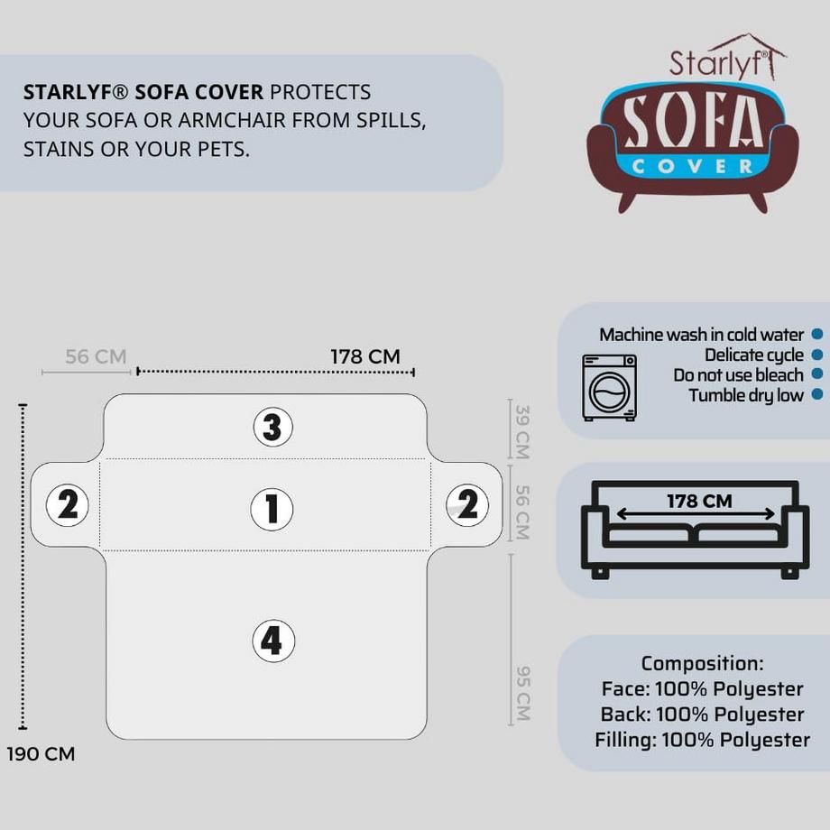 STARLYF  Starlyf Sofa Cover - Wendbarer Sofaschutzbezug 