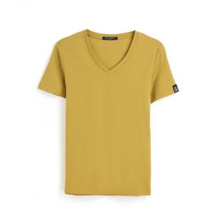 Bellemere New York  T-shirt in cotone con grande scollo a V 160G 