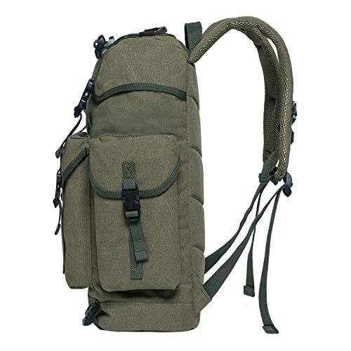 Only-bags.store Canvas Groß Rucksack, Vintage Jagdrucksack Wanderrucksack mit 15 Zoll Laptopfach für Arbeit,  