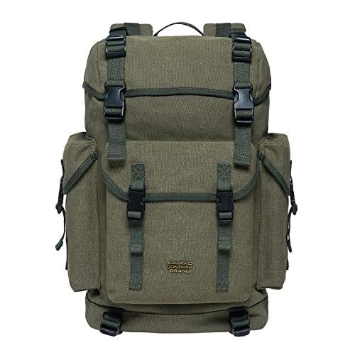 Only-bags.store Canvas Groß Rucksack, Vintage Jagdrucksack Wanderrucksack mit 15 Zoll Laptopfach für Arbeit,  