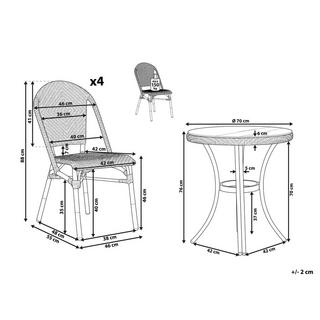 Beliani Essgruppe für 4 Personen aus PE Rattan Retro RIFREDDO  