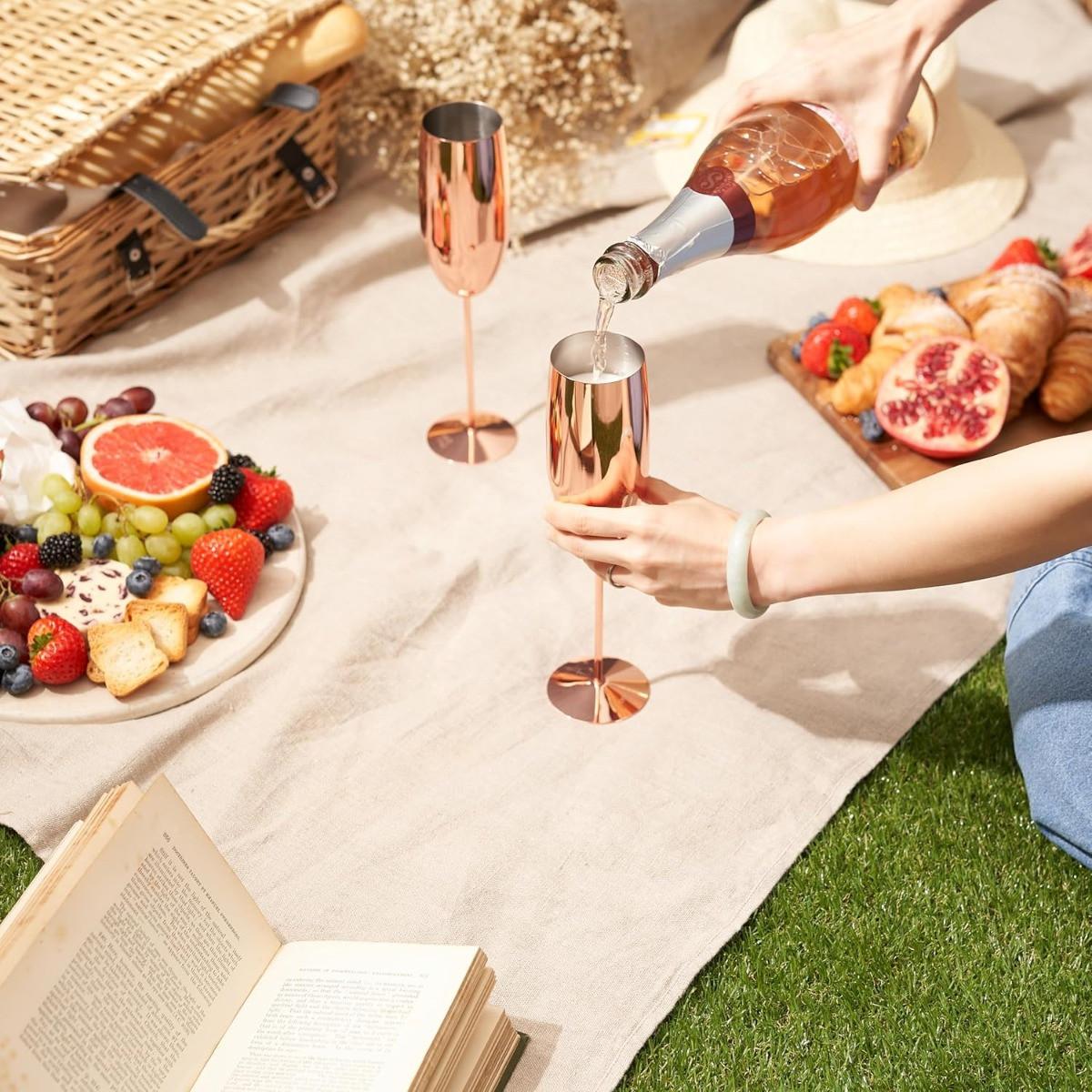 Oak & steel Edelstahl Sektgläser Rosegold 2er-Set  
