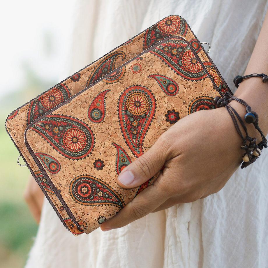 Avizar  Pochette Liège Poche Zip carré Cachemire 