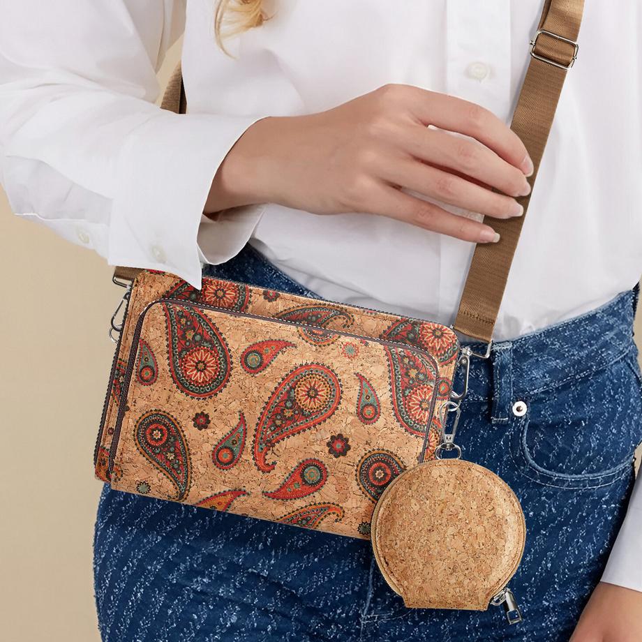 Avizar  Pochette Liège Poche Zip carré Cachemire 