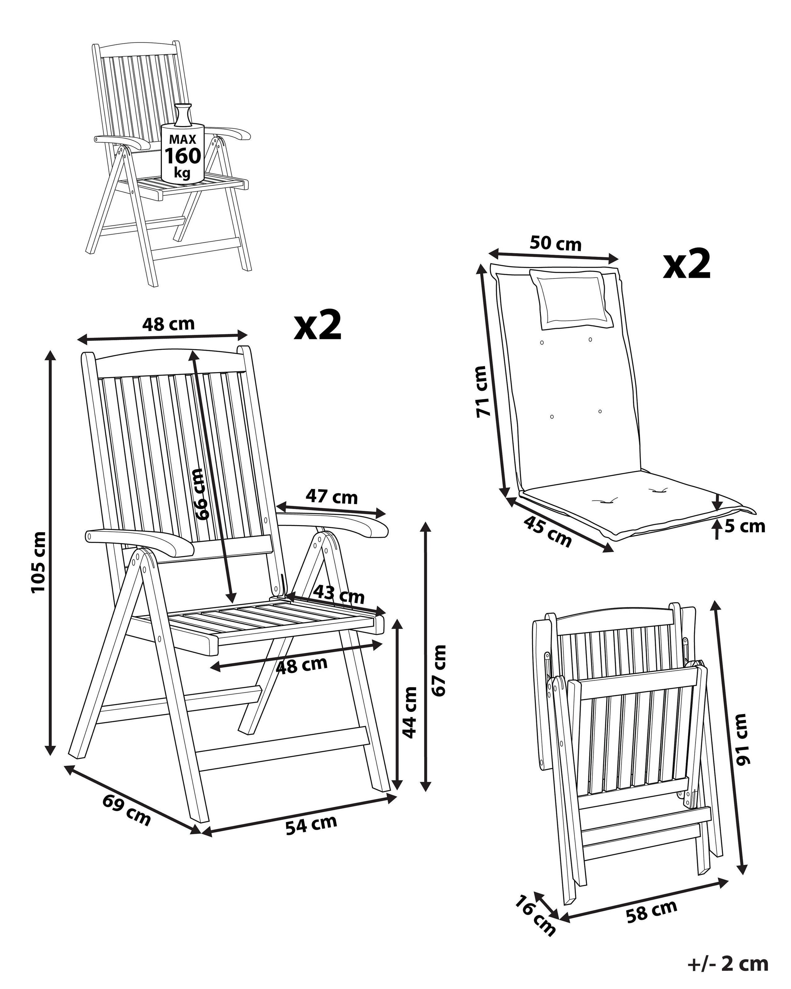 Beliani Lot de 2 chaises en Acacia Traditionnel JAVA  