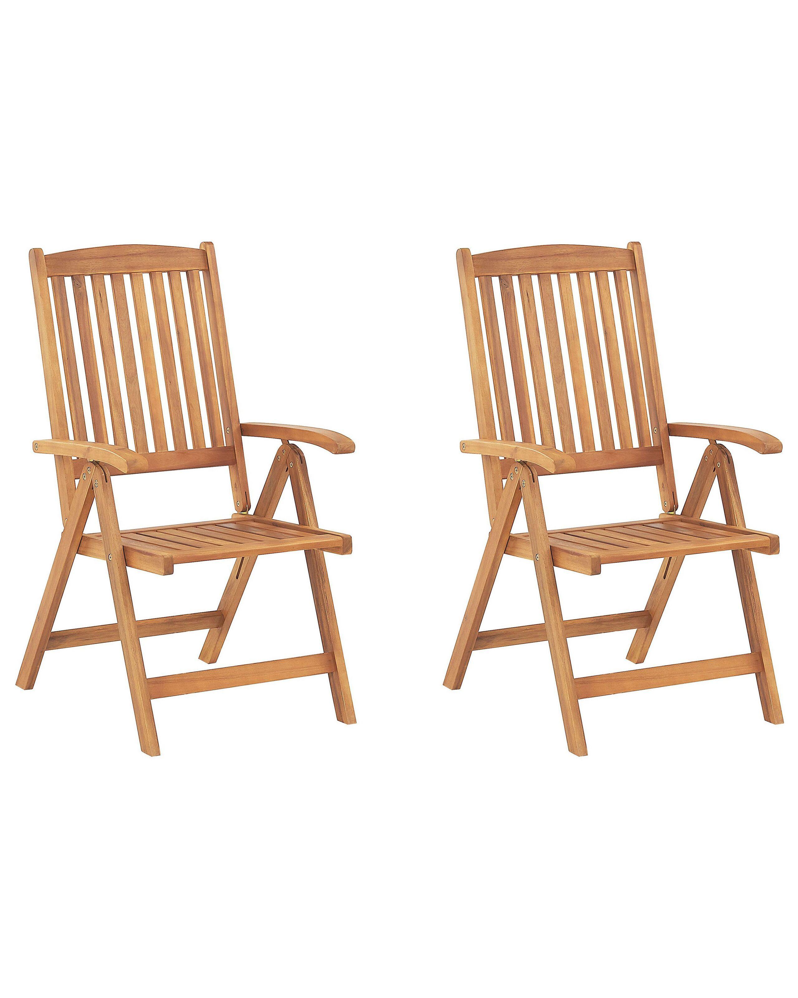 Beliani Lot de 2 chaises en Acacia Traditionnel JAVA  