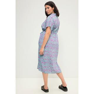 Studio Untold Oversized Hemdblusen-Midikleid Zweifarbiger Print Bindegürtel  