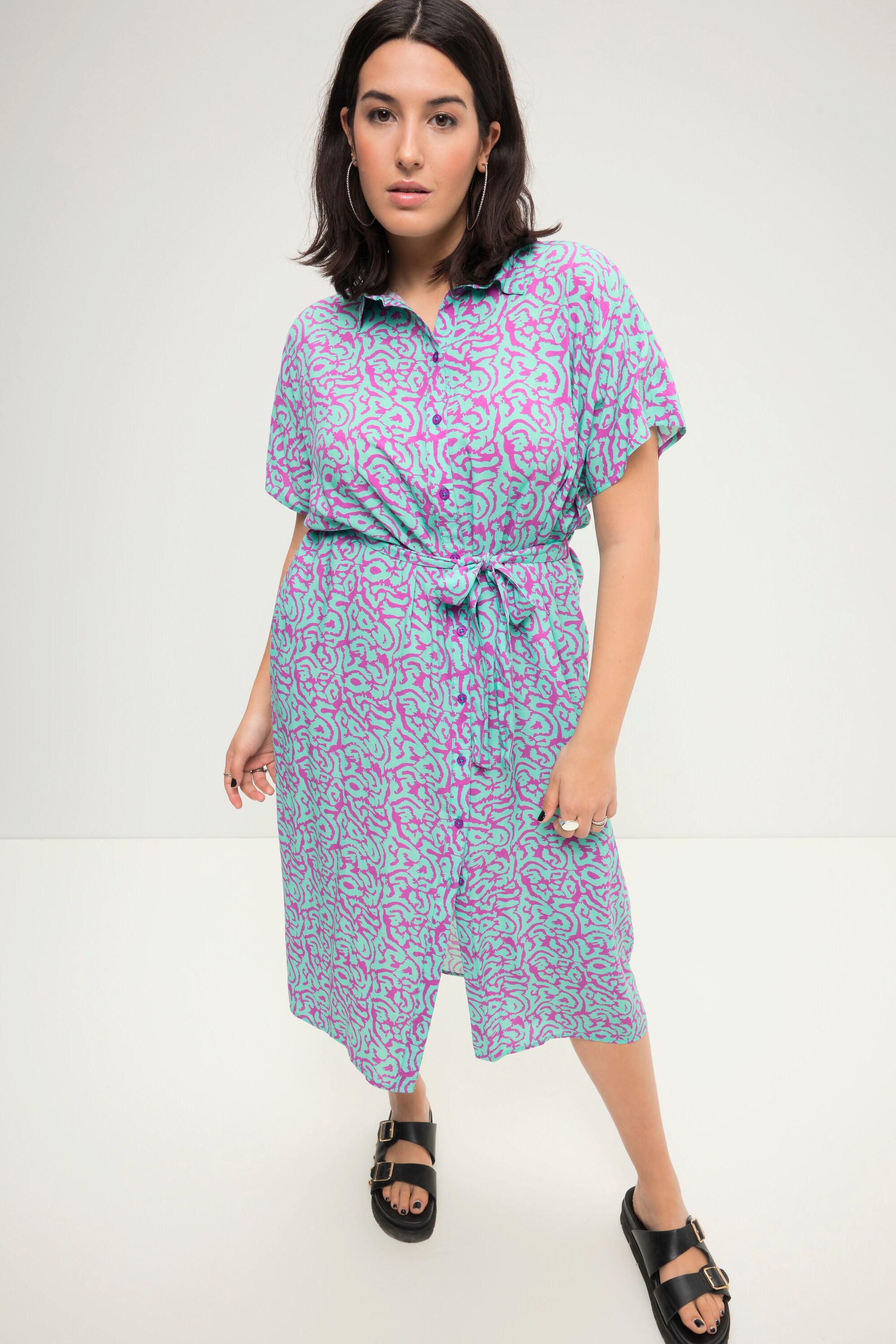 Studio Untold  Robe-chemisier oversized longueur midi, motif bicolore et ceinture à nouer 