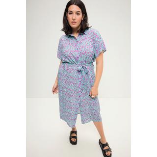 Studio Untold Oversized Hemdblusen-Midikleid Zweifarbiger Print Bindegürtel  