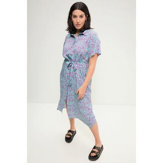 Studio Untold Oversized Hemdblusen-Midikleid Zweifarbiger Print Bindegürtel  