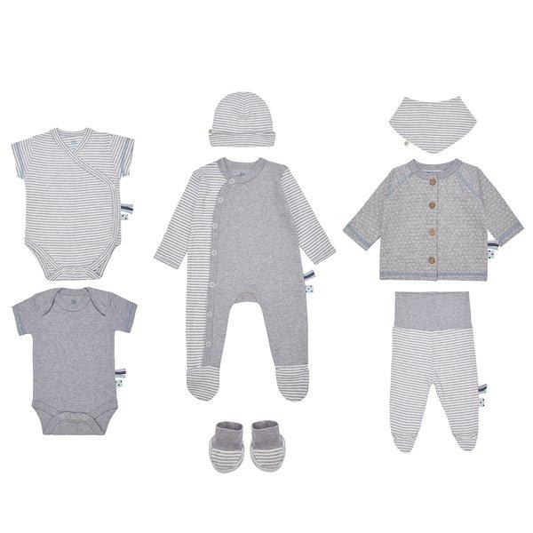 Image of Neugeborene Kleidung Set Aus Bio Baumwolle, 8-teiliges Set Unisex Taubengrau 50-56