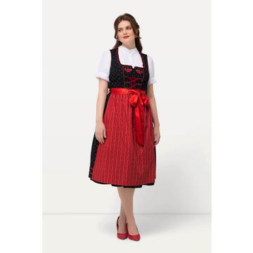Abito tradizionale Dirndl con taglio smanicato, ricami floreali e scollo rettangolare
