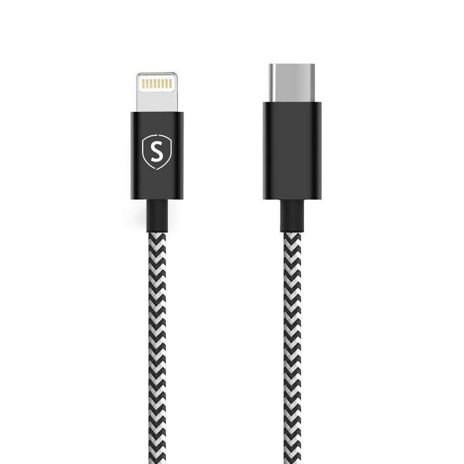 Skin USB-C-auf-Lightning-Kabel 2,1 A, 2 m – Schwarz/Weiß