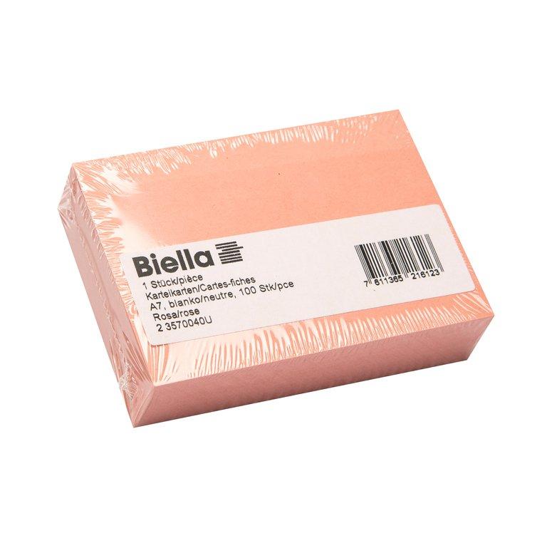 Biella Cartes-fiches A7 neutre - Rose  