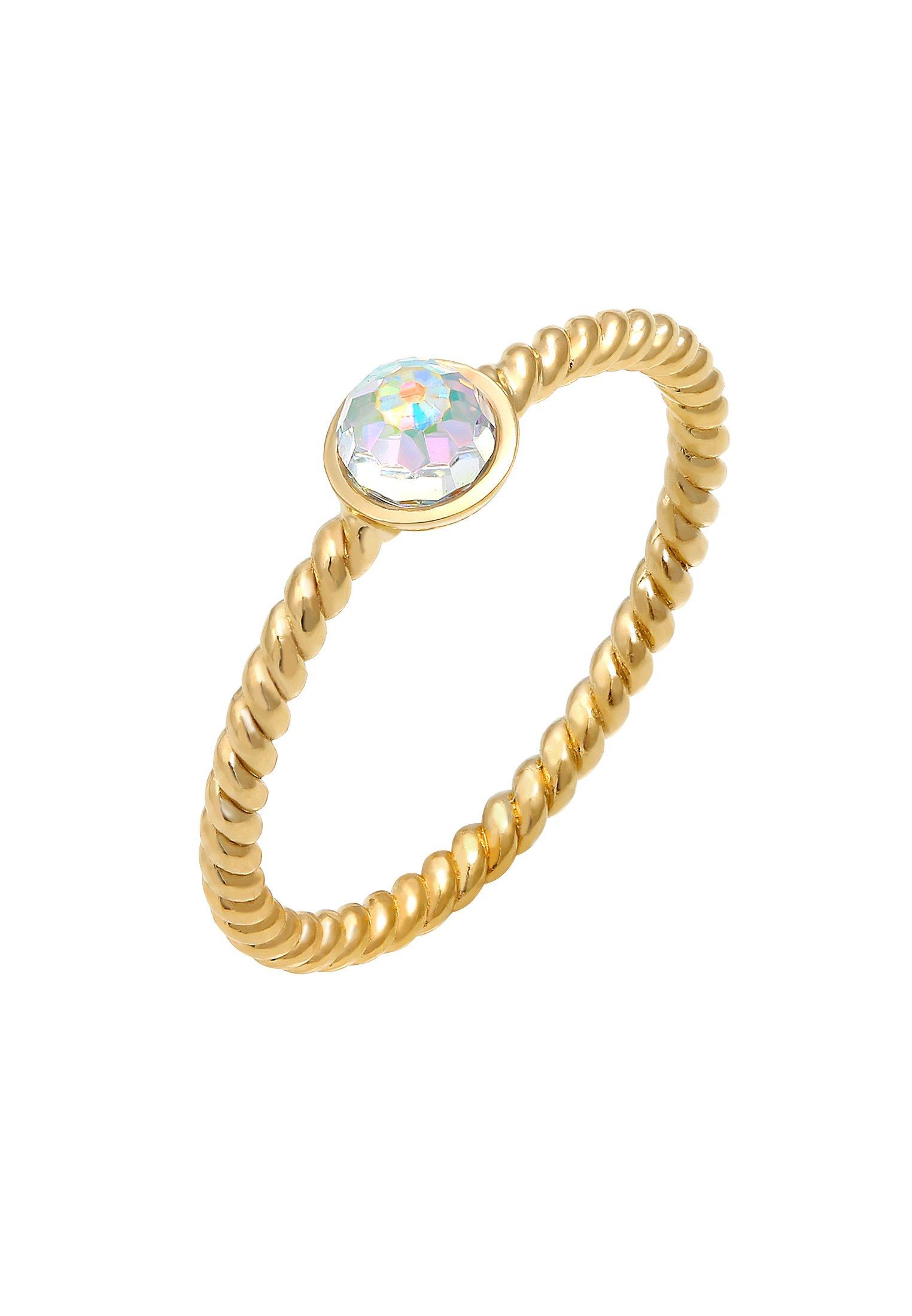 Image of Ring Solitär Rainbow Kristalle Damen Gold 56mm