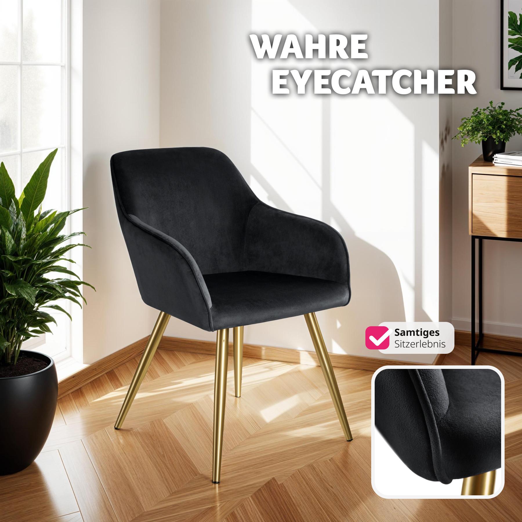 Tectake Chaise MARILYN Effet velours style scandinave  