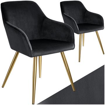 Stuhl Marilyn Samtoptik, goldene Stuhlbeine