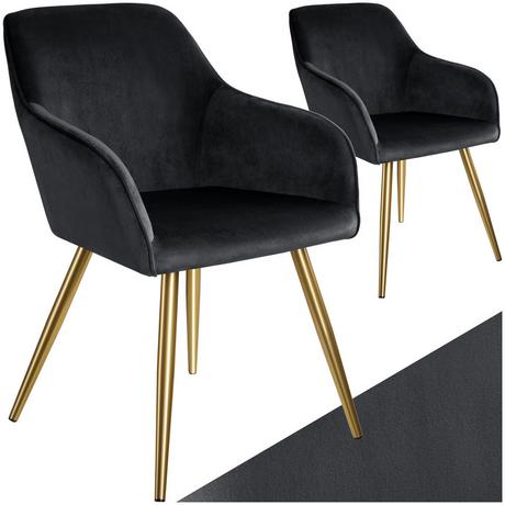 Tectake Stuhl Marilyn Samtoptik, goldene Stuhlbeine  