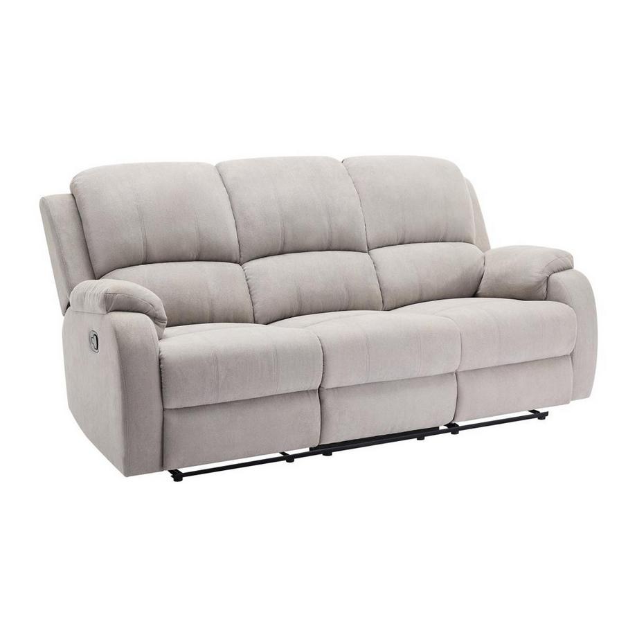 Vente-unique Canapé 3 places et fauteuil relax en microfibre gris clair BRODY  