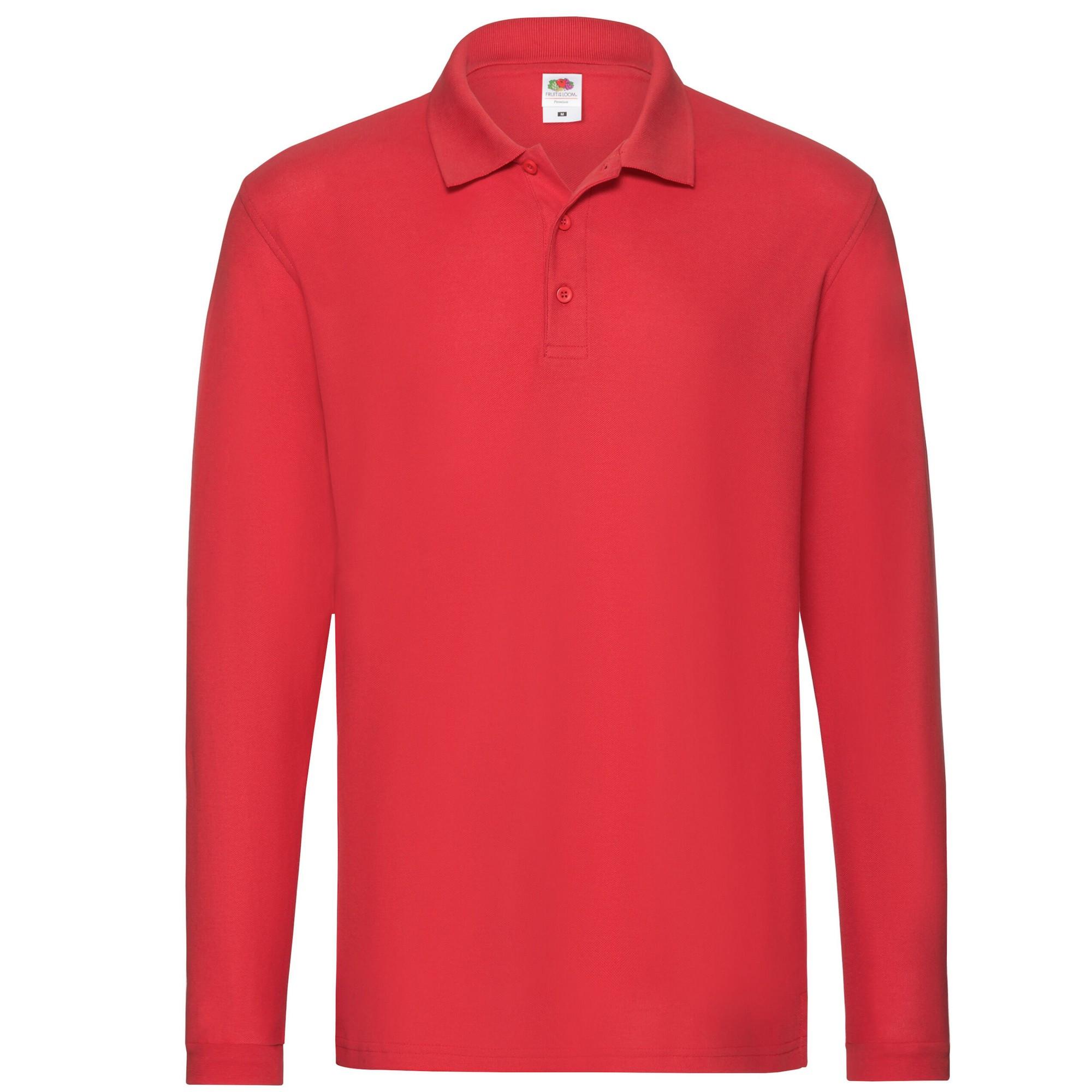 Image of Premium Poloshirt Langärmlig Herren Rot Bunt M