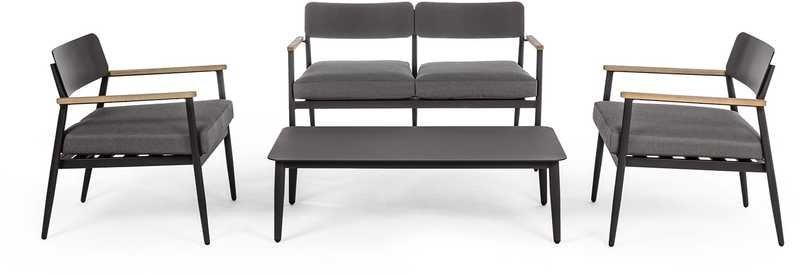 Image of Garten Sitzgruppe mit Kissen Kaspian anthrazit (4-tlg) Garten Sitzgruppe mit Kissen Kaspian anthrazit (4-tlg)