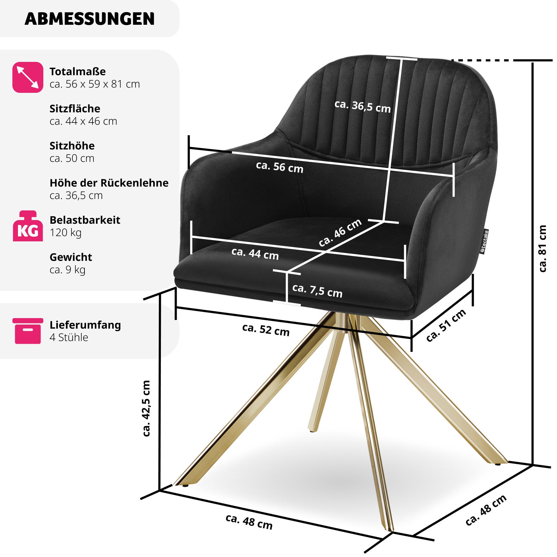 Tectake Chaise pivotante en velours Lona avec rembourrage épais  