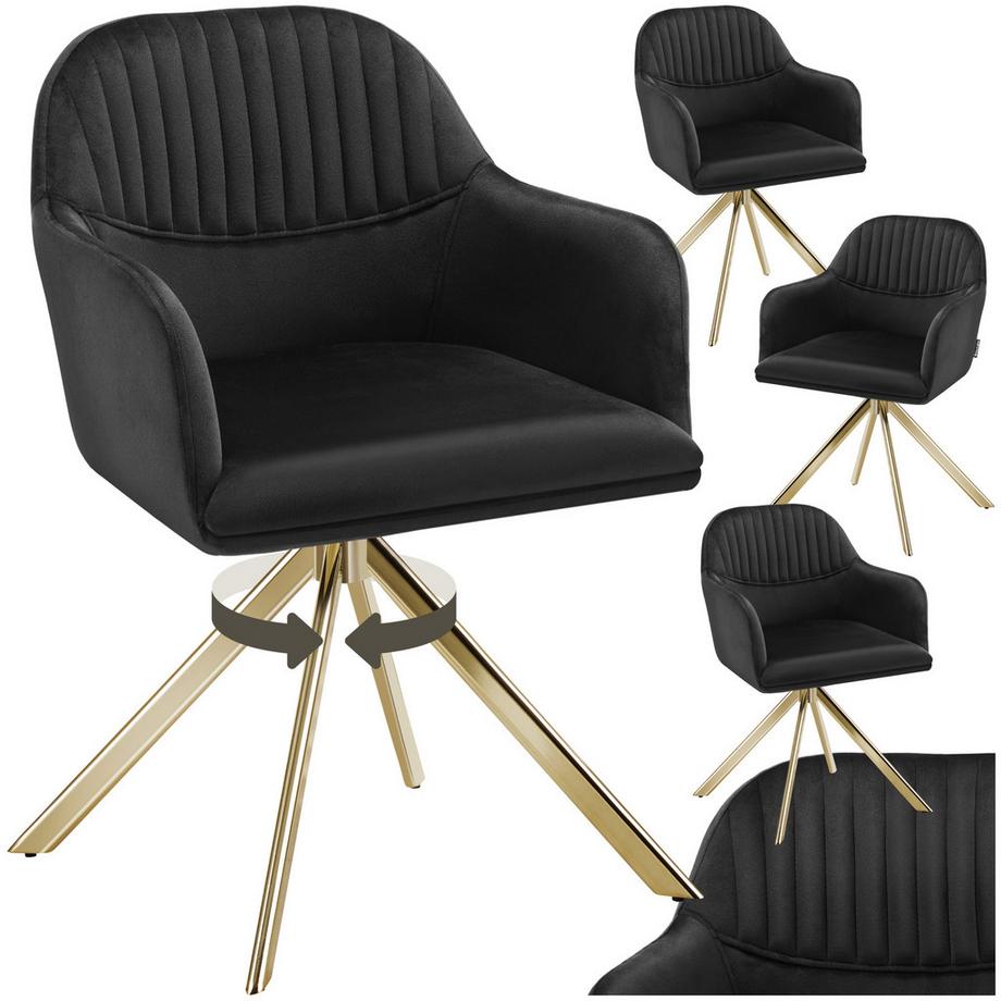 Tectake Samt-Drehstuhl Lona gepolstert mit durchgehender Lehne  