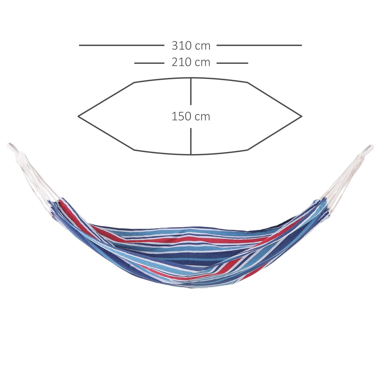 Outsunny Hammock 310 X 150 Cm Amaca Con Asta Da Esterno Con Borsa Per Il Trasporto, Portata Fino A 180 Kg, Portatile, In Cotone Traspirante, Blu + Rosso  