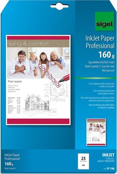 Sigel SIGEL InkJet-Papier A4 IP186 160g,matt, weiss 25 Blatt  