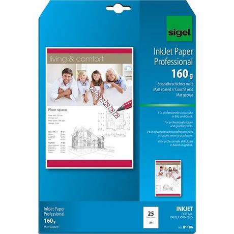 Sigel SIGEL InkJet-Papier A4 IP186 160g,matt, weiss 25 Blatt  