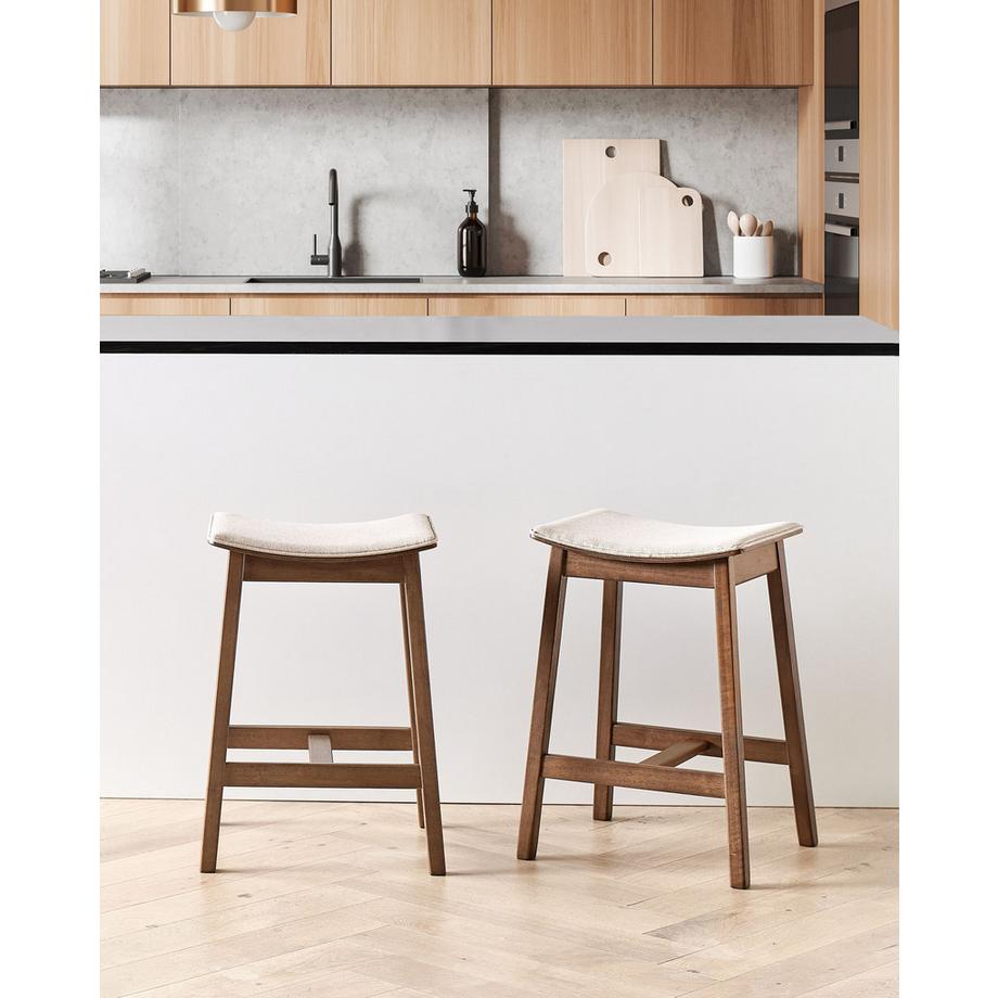 Beliani Lot de 2 tabourets de bar en Bois d'hévéa  DIXON  