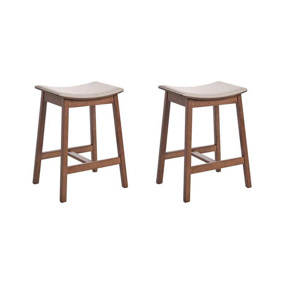 Lot de 2 tabourets de bar en Bois d'hévéa  DIXON